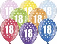 Merkloos / Sans marque Partydeco Sp. Z O. O. 30x stuks verjaardag ballonnen 18 jaar thema met sterretjes - Leeftijd feestartikelen/versiering
