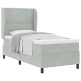 vidaXL Boxspring bed met hoofdeinde Lichtgrijs 190 x 90 cm Fluweel