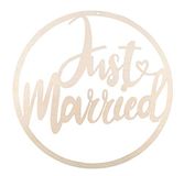 Rayher Houten krans met opschrift "Just Married" om op te hangen, 30 cm diameter, natuur, FSC-gecertificeerde berkenhouten ring, bruiloftsdeurkrans, wanddecoratie, 62934505