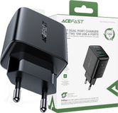 Acefast - Wandlader - 2x USB 18W QC 3.0, AFC, FCP - Zwart