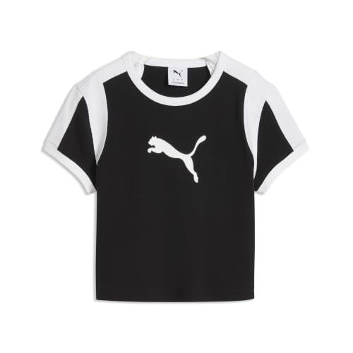 PUMA Graphic Slim Ringer Baby T-shirt voor Dames, Zwart, Maat S