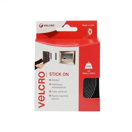 VELCRO® VEL-EC60215 Klittenband Om vast te plakken Haak- en lusdeel (l x b) 2500 mm x 20 mm Zwart 2.5 m