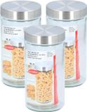 Alpina Glazen luxe voorraadpot/voorraadbus 1500 ml - 3x stuks - 1,5 liter - 22 cm - Voorraadbussen/potten met luchtdichte deksel