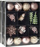 Merkloos / Sans marque 40x stuks kerstballen en kersthangers figuurtjes lichtroze kunststof