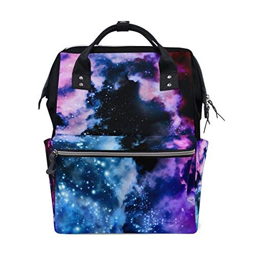 MONTOJ Paars En Rood Kleur Galaxy Patroon canvas Reistas Campus Rugzak