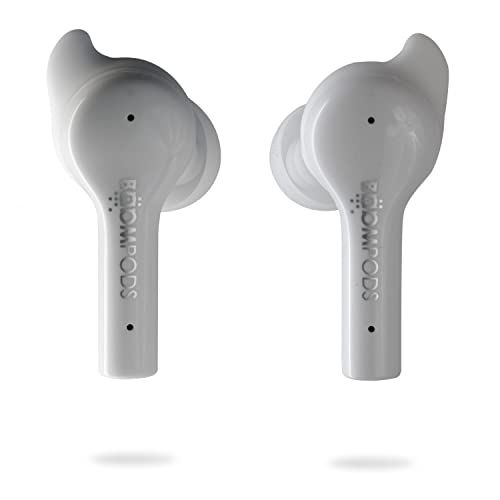 BOOMPODS Bassline GO ENC True Wireless - Electronic Noise Cancelation Mic met Bluetooth in-ear hoofdtelefoon, water- en zweetbestendig, compact met Travel Charging Case (wit)