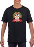 Bellatio Decorations Kerst t-shirt voor kinderen met pinguin print - zwart - Kerst shirts voor jongens en meisjes 158/164
