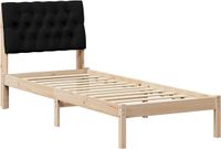 vidaXL Bedframe met Gevoerde Hoofdbord Bruin 75 x 190 cm