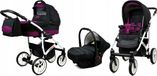 BabyLux® Largo | Ensemble de poussette 3 en 1 | Noir Violet | Poussette combinée | Ensemble de poussette | Poussette