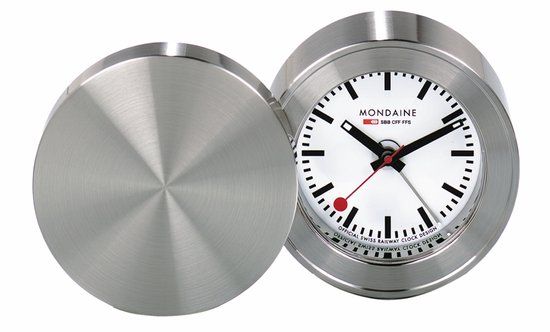 Mondaine MSM.64410 Travel Alarm Clock - Reiswekker - Metaal - Zilverkleurig - Ø 50 mm