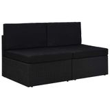 VidaXL Tweezitsbank sectioneel poly rattan zwart