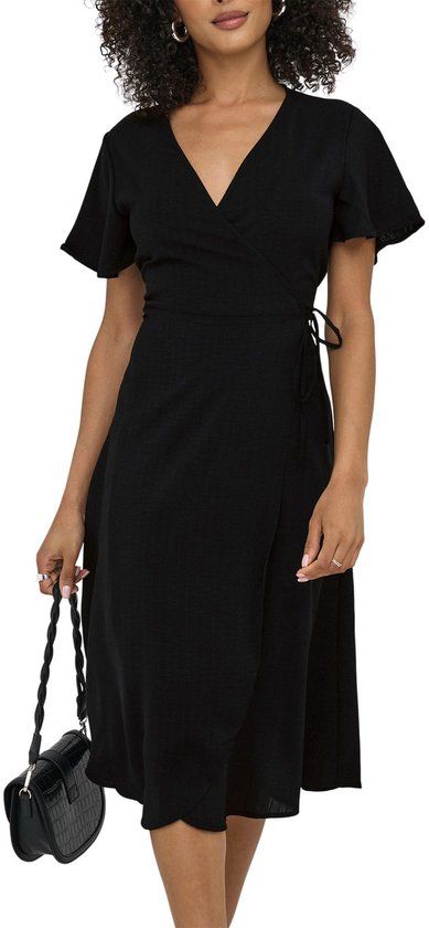ONLY ONLCALI LIFE S/S MIDI WRAP DRESS WVN - Black - S