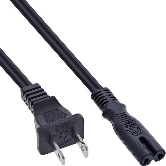 InLine C7 (recht) - Type A / Amerika (recht) stroomkabel - SPT AWG18/2 / zwart - 0,50 meter