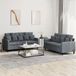 Maison Exclusive ensemble de canapé 2 pièces avec coussins, gris foncé, velours