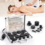 Merkloos Stone Massageset - Massagestenen Basalt - 21 stuks - Met Warmteapparaat - Draagbaar