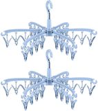 Merkloos Porte-chaussettes pliables - séchoirs multifonctions - set de 2 - bleu ciel - plastique