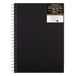 Clairefontaine 34321C Spiraal Schetsboek Goldline - 50 Vellen Zwart Tekenpapier - A4 21x29,7 cm 140g - Staand Formaat - Stevige Zwarte Kaft met Linnenlook