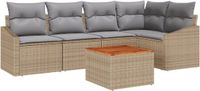 vidaXL Tuinbank Set 6-delig Beige Polyrattan