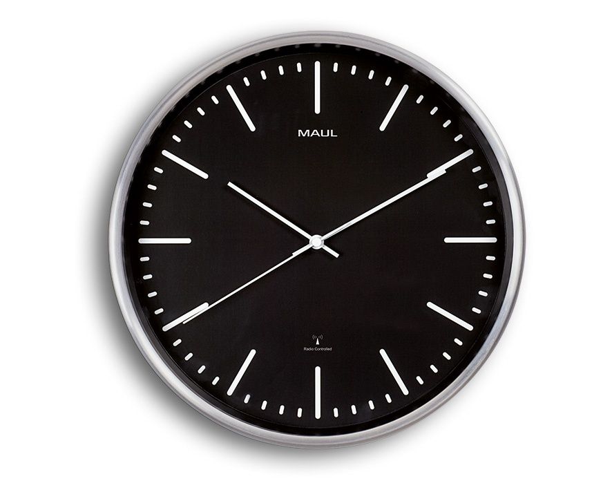 MAUL Wandklok 9063490 - Zwart/Aluminium - Ø 30 cm