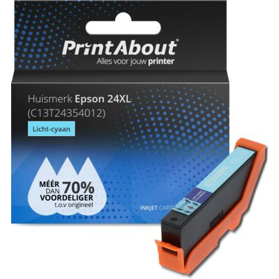 PrintAbout Huismerk Epson 24XL (C13T24354012) Inktcartridge Licht-cyaan Hoge capaciteit