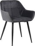 CLP Emia Chaise de salle à manger - Avec accoudoir - Velours - gris Velours