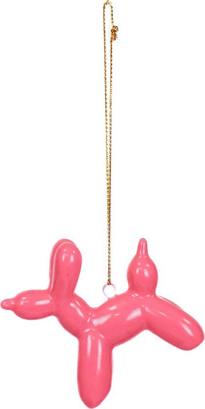 Housevitamin Ballon Hond Kerstbal - Neon Roze - 6,5x3x6cm