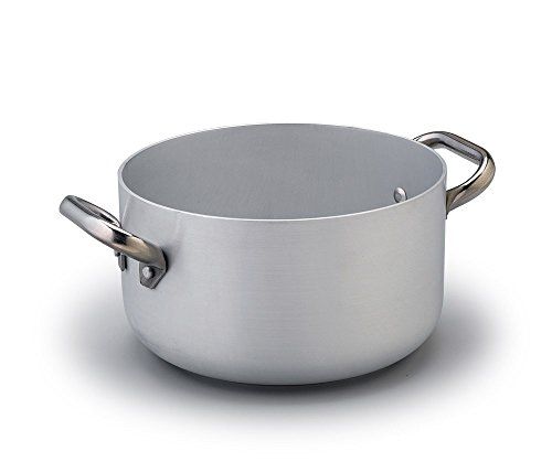 Pentole Agnelli lijn aluminium inductie braadpan hoog, inductiebodem met 2 handgrepen 20 cm zilver / zwart