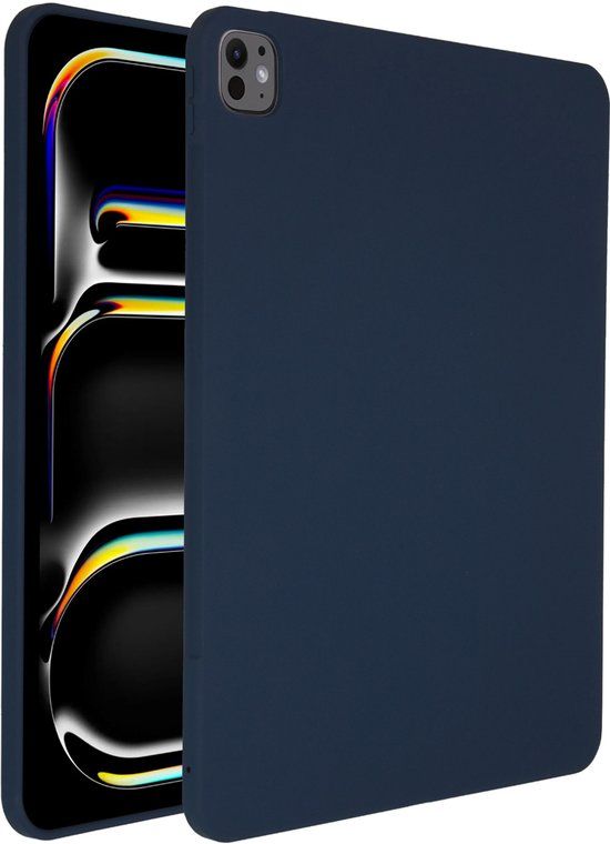 Accezz Tablet Hoes - Geschikt voor Apple iPad Pro 13 (2025) M5 / Pro 13 (2024) M4 - Liquid Silicone Backcover met penhouder - Donkerblauw