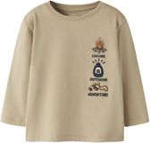 NAME IT - NMMOSVALDI NREG LS TOP BOX - Jongens - Lange mouwen shirts - Maat 116 - Katoen/Elastaan - Lichtbruin