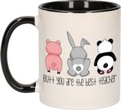 Bellatio Decorations Cadeau koffie/thee mok voor leraar - zwart - beste leraar - keramiek - 300 ml