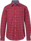 JP 1880 - Heren - Ruitenshirt lange mouwen kentkraag Modern Fit - Rood - Maat 4XL