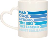 Bellatio Decorations Cadeau koffie/thee mok voor papa - hartjes handvat - blauw - 300 ml - Vaderdag