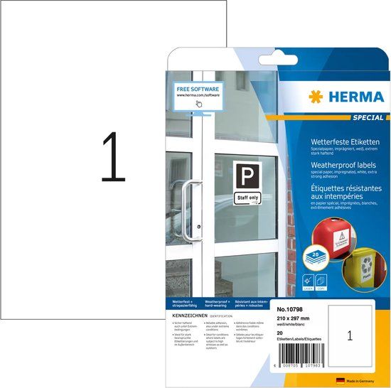 HERMA 10798 Rechthoek Permanent Wit 20 stuk(s)