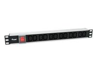 Equip Stekkerdoos 19 "(1HE) 12-voudig met Schuko + schakelaar A