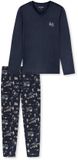 SCHIESSER - Pyjama lang - Heren - Katoen - Deep Blue - Printopdruk - Lange mouw - Maat XL