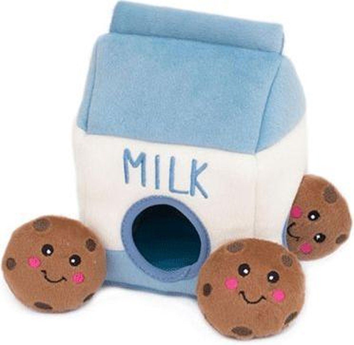 Zippy Paws Pluche Puzzel Melk en Koekjes - blauw