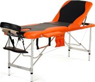 Viking Choice Aluminium massagetafel - 3 segmenten - verstelbaar - oranje & zwart - 212 cm lang