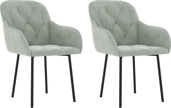 VidaXL Eetkamerstoelen 2 stuks fluweel lichtgrijs