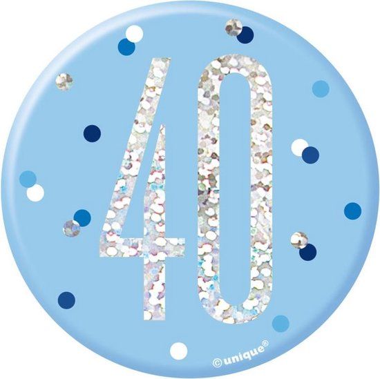Unique Blauwe Ronde Prismatische 40e Verjaardag Badge 7cm - Leeftijd 40
