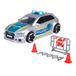 Dickie Toys - Audi RS3 - politieauto 15 cm met wegversperring en pylonen, lichten en geluiden, wrijvingsaandrijving, voor kinderen vanaf 3 jaar