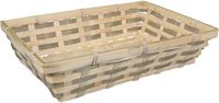 Merkloos / Sans marque Paardekooper Broodmandje rechthoekig - gevlochten - bamboe hout - 34 x 24 x 8 cm - naturel / grijs