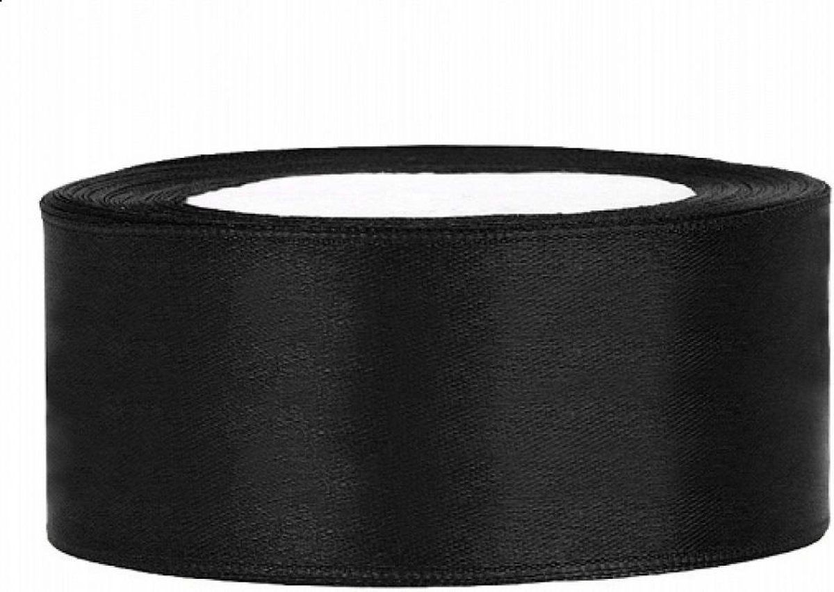 Satijn Lint Zwart 25mm 25m - 5901157445339