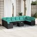 Maison Exclusive - Salon de jardin, 11 pièces. Rotin synthétique noir et turquoise