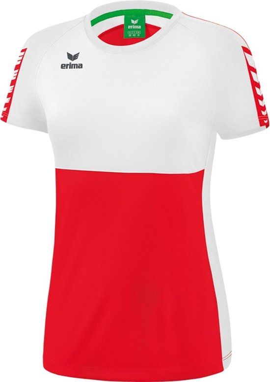 Erima Six Wings T-Shirt Dames - Rood / Wit - Maat 40