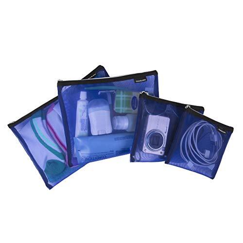 Travelon Travelon Set van 4 mesh tassen, Blauw, 9.5 x 12.75 x 0.5, Travelon Mesh Bag (Pack van 4)