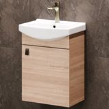 Planetmöbel Badkamermeubel Set 45 cm – Sonoma Eiken – Wastafelonderkast met Keramische Wastafel – Soft-Close