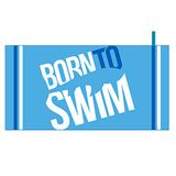 BornToSwim microvezel handdoek Soft Towel, lichtblauw met Born To Swim logo, 70 x 140 cm