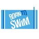 BornToSwim microvezel handdoek Soft Towel, lichtblauw met Born To Swim logo, 70 x 140 cm