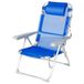 Aktive Strandstoel, inklapbaar, met kussen, 5 posities, blauw, met draaggreep, 48 x 60 x 90 cm