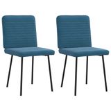 VidaXL Eetkamerstoel Fluweel Blauw 2 Stuks